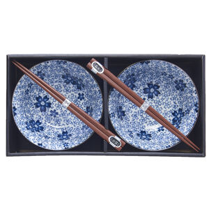 MADE IN JAPAN Set misek White with Blue Blossom 2 kusy