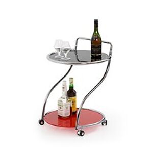 Barový stolek: HALMAR BAR-6 HALMAR - sklo/kov: chrom - sklo čierno červene