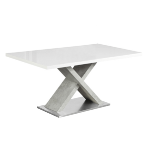 Tempo Kondela Jídelní stůl, bílá s vysokým leskem HG / beton, Farna