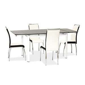 BRW Jídelní stůl: GD-001 SIGNAL - stoly: sklo tvrdené-čierna/biela
