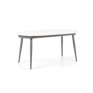 Jídelní stůl: HALMAR Crispin HALMAR - drevo: MDF lakovaná - biela, HALMAR - sklo/kov: kov - sivý