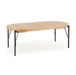 Jídelní stůl: HALMAR INFERNO HALMAR - drevo: dub prírodný, HALMAR - sklo/kov: kov čierny