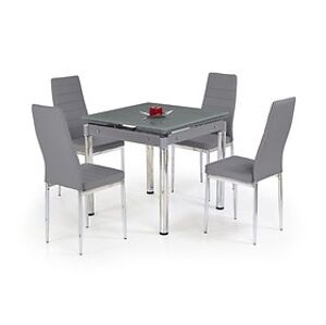 Jídelní stůl: HALMAR KENT šedý HALMAR - sklo/kov: chróm - sklo sivé