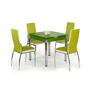 Jídelní stůl: HALMAR KENT zelený HALMAR - sklo/kov: chróm - sklo zelené