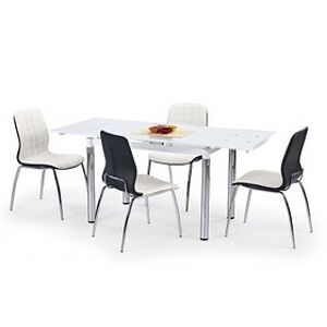 Jídelní stůl: HALMAR L31 bílý HALMAR - sklo/kov: chróm - sklo biele