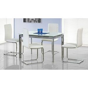 Jídelní stůl: HALMAR LAMBERT extra bílý HALMAR - sklo/kov: chrom - sklo extra biele s prehľadným okrajom