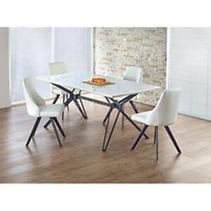 Jídelní stůl: HALMAR PASCAL HALMAR - drevo: MDF lakovaný biely/ oceľ práškovaná čierna