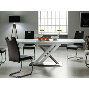 Jídelní stůl: SIGNAL Alzano SIGNAL - stoly: MDF/ sklo/ oceľ - biela/ biela matná