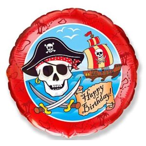 Balón foliový 45 cm Pirátské Happy Birthday - FLEXMETAL