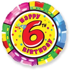 Balón foliový Happy Birtday 6. narozeniny 45 cm - FLEXMETAL