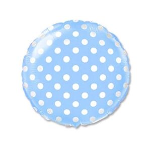 Balón foliový Kulatý modrý s bílými puntíky 45 cm - FLEXMETAL