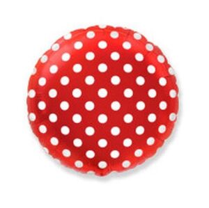 Balón foliový Kulatý červený s bílými puntíky 45 cm - FLEXMETAL