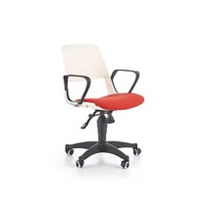 Kancelářská židle: HALMAR JUMBO HALMAR - poťahový materiál: červená tkanina, HALMAR - plast, polypropylen, polycarbonat: biely