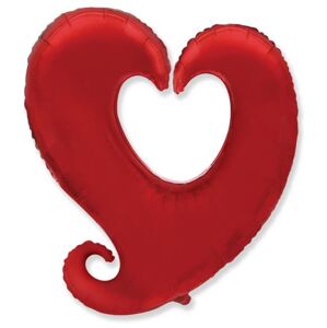 Balón foliový Srdce zatočené - červené 90 cm - FLEXMETAL