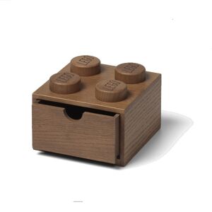 LEGO dřevěný stolní box 4 se zásuvkou dub - tmavě mořený