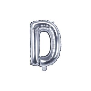 Balón foliový písmeno "D", 35 cm, stříbrný (NELZE PLNIT HELIEM) - Partydeco
