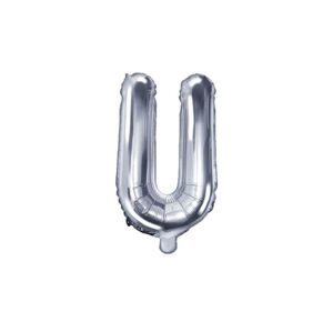 Balón foliový písmeno "U", 35 cm, stříbrný (NELZE PLNIT HELIEM) - PartyDeco