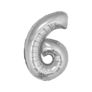 Balón foliový číslice stříbrná 35 cm - 6 (NELZE PLNIT HELIEM) - GoDan