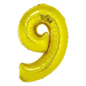 Balón foliový číslice zlatá 35 cm - 9 (NELZE PLNIT HELIEM) - GoDan