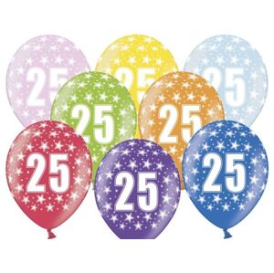 Silné Balónky 30 cm metalické mix - Birthday No.25 - PartyDeco