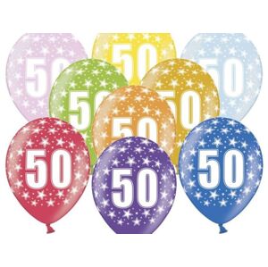 Silné Balónky 30 cm metalické mix - Birthday No.50 - PartyDeco