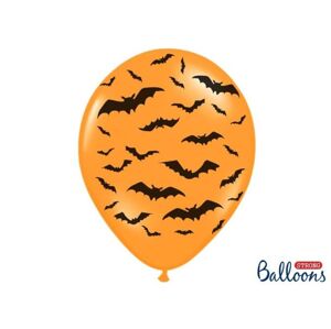 Silné Balónky 30 cm PASTELOVÉ - ORANŽOVÉ netopýři - 1 ks - Halloween - PartyDeco