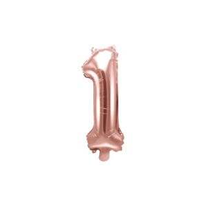 Balón foliový číslice růžovozlatá - Rose Gold 35 cm - 1 (NELZE PLNIT HELIEM) - PartyDeco