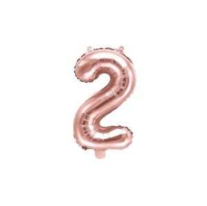 Balón foliový číslice růžovozlatá - Rose Gold 35 cm - 2 (NELZE PLNIT HELIEM) - PartyDeco