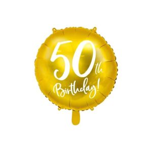 Balón foliový 50. narozeniny zlatý, 45 cm - PartyDeco