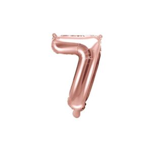 Balón foliový číslice růžovozlatá - Rose Gold 35 cm - 7 (NELZE PLNIT HELIEM) - PartyDeco