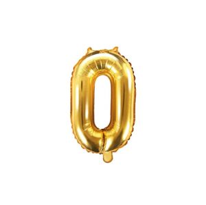 Balón foliový číslice zlatá 35 cm - 0 (NELZE PLNIT HELIEM) - PartyDeco