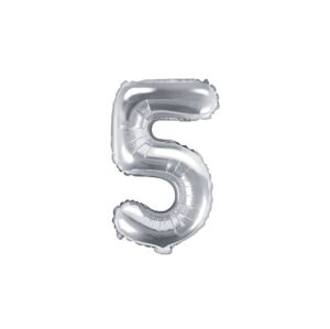 Balón foliový číslice stríbrné 35 cm - 5 (NELZE PLNIT HELIEM) - PartyDeco