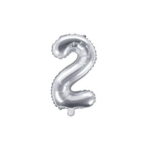 Balón foliový číslice STŘÍBRNÁ 35 cm - 2 (NELZE PLNIT HELIEM) - PartyDeco