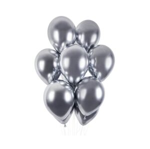 Balónky chromované 50 ks stříbrné lesklé - průměr 33 cm - SMART