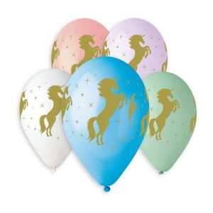 Balónek pastel 30 cm potisk zlatý Jednorožec - Unicorn 1 ks - SMART