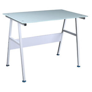 BRW Kancelářský stůl: B-131 SIGNAL - stoly: sklo tvrdené/biela/hliník