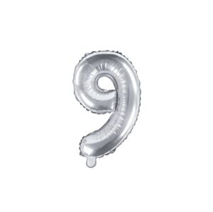 Balón foliový číslice STŘÍBRNÉ 35 cm - 9 (NELZE PLNIT HELIEM) - PartyDeco