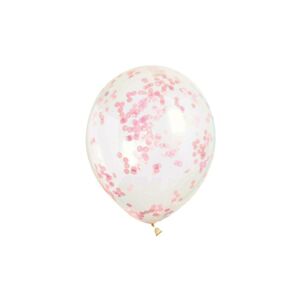 Balónky 6 ks 30 cm - průhledné s konfety růžovými - UNIQUE