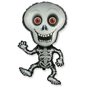 Balón foliový Skeleton - Kostra 82 cm - Halloween - černo-šedý - FLEXMETAL