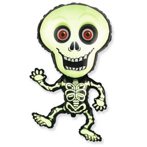 Balón foliový Skeleton - Kostra 82 cm - Halloween - černo-zelený - FLEXMETAL