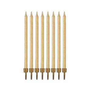 Narozeninové svíčky zlaté s podstavcemi délka - 10 cm - 8 ks - GoDan