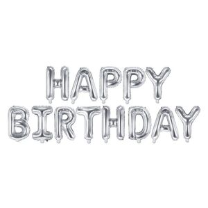 Balón foliový nápis narozeniny - HAPPY BIRTHDAY - STŘÍBRNÝ - silver 340 x 35 cm - Balónek - Partydeco