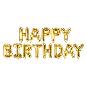 Balón foliový nápis narozeniny - HAPPY BIRTHDAY - ZLATÝ - gold 340 x 35 cm - Balónek - PartyDeco