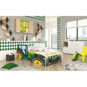 ArtAdrk Dětská auto postel TRACTOR Barva: Zelená, Provedení: 80 x 160 cm