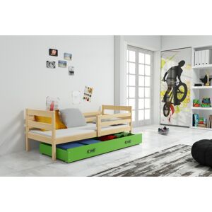 BMS Dětská jednolůžková postel s úložným prostorem ERYK | borovice Barva: Borovice / zelená, Rozměr: 190 x 80 cm