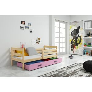 BMS Dětská jednolůžková postel s úložným prostorem ERYK | borovice Barva: Borovice / růžová, Rozměr: 190 x 80 cm