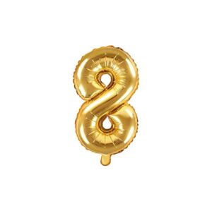 Balón foliový číslice zlatá 35 cm -8 (NELZE PLNIT HELIEM) - PartyDeco