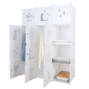 Tempo Kondela Dětská modulární skříň, bílá / hnědý dětský vzor, Kitaro