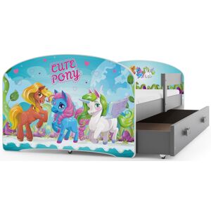 BMS Dětská obrázková postel Luki / šedá Obrázok: Pony