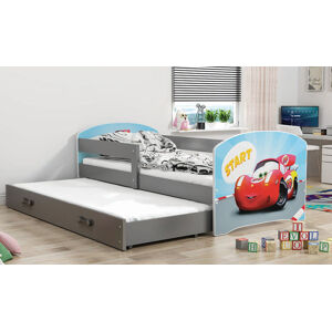 BMS Dětská obrázková postel s přistýlkou LUKI 2 | šedá Obrázek: Auto